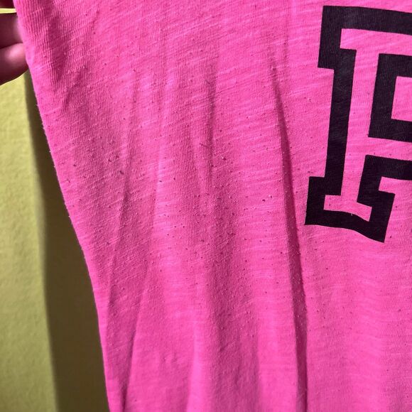 VS PINK V-Neck Short Sleeve Tee Shirt Black Bright Striped Large - Picture 4 of 5